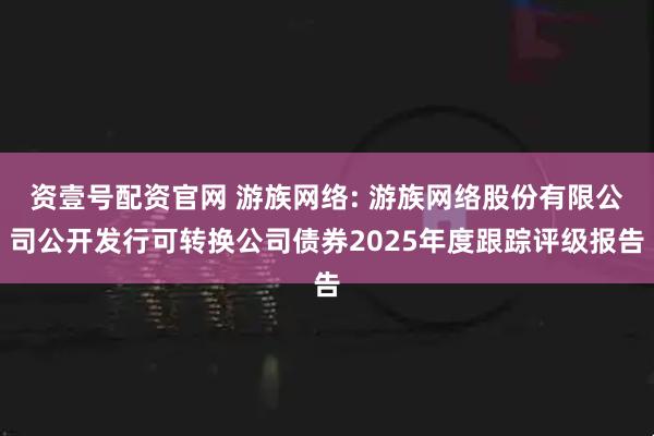 资壹号配资官网 游族网络: 游族网络股份有限公司公开发行可转换公司债券2025年度跟踪评级报告